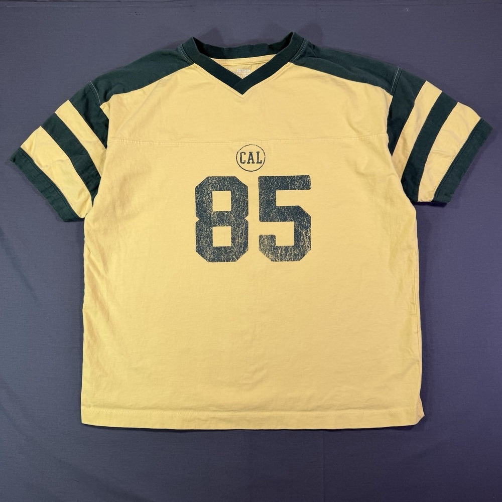 Vintage Style Pastel Yellow Cotton Jersey Mens Size XS Essentials Faded Cotton